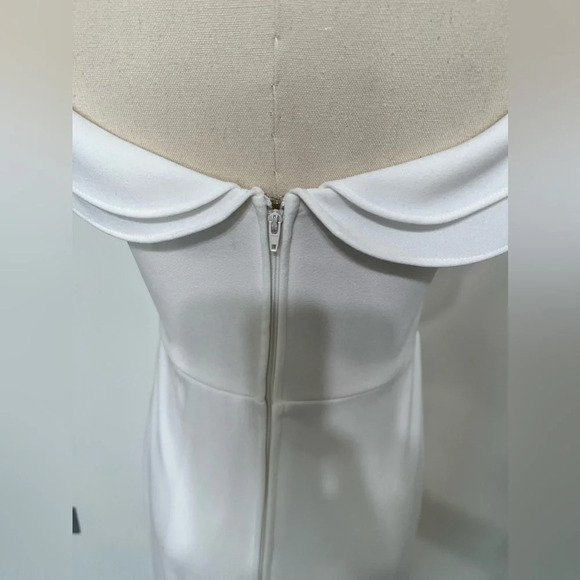 City Triangles White Short Ruffled Stretch Crepe Dress Size 5 - Picture 5 of 12